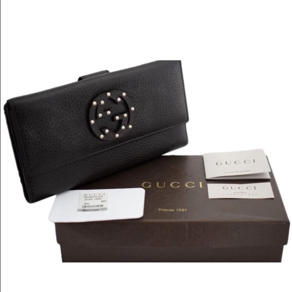 SOLD NWT GUCCI Interlocking GG Studded Leather