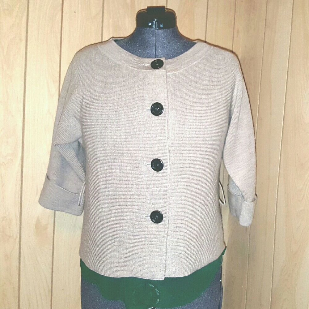 Banana Republic Beige Wool Cardigan Medium Petite