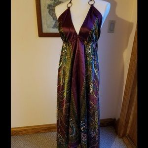Silk maxi high low summer dress