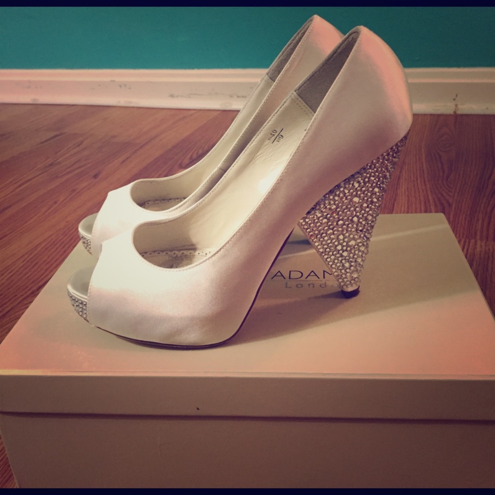 Gorgeous crystal encrusted platform wedding heels