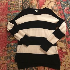 J Crew black and white striped sweater