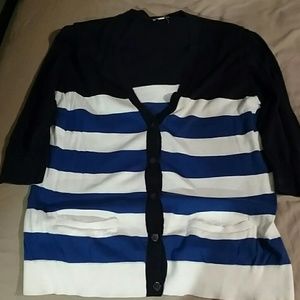 Gap Striped 3/4 Sleeve Cardigan