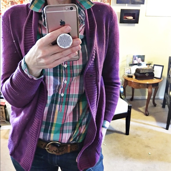Eileen Fisher Purple Open Cardigan Sweater - Picture 1 of 6
