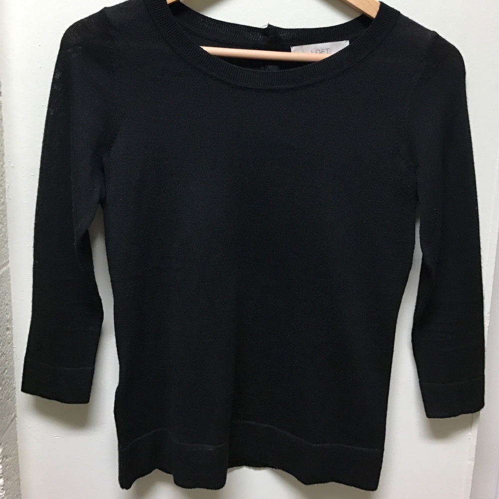 Loft black 3/4 sleeve length sweater