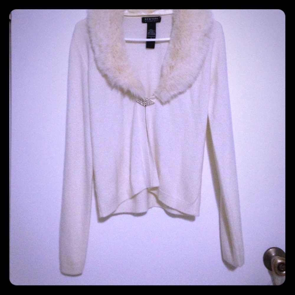 White fur lined cardigan