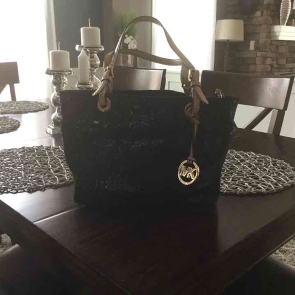 Michael Kors Black Snake Skin Shoulder Bag