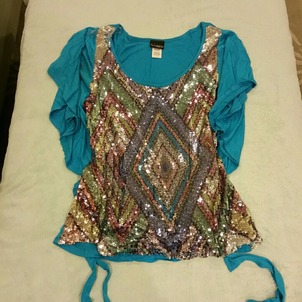 Sparkly turquoise shirt
