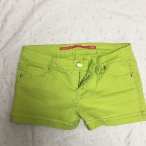 Lime green jean shorts