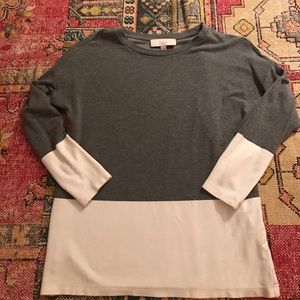 Anne Taylor Loft gray and white long sleeve