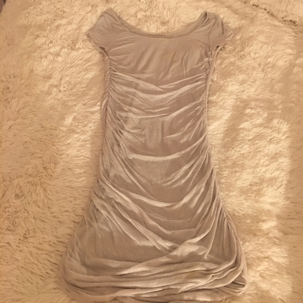 Free People XS Gray Ruched Body con Dress