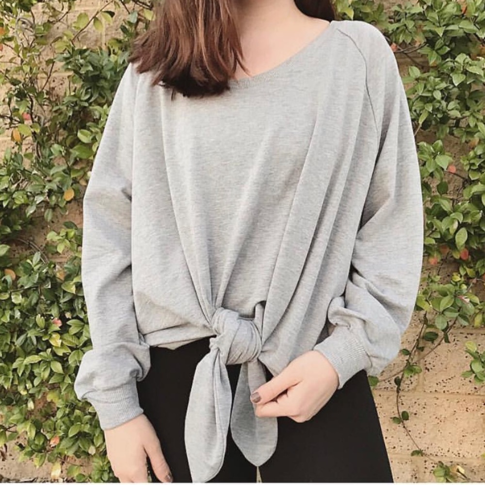 Front Tie Oversized Sweatshirt
