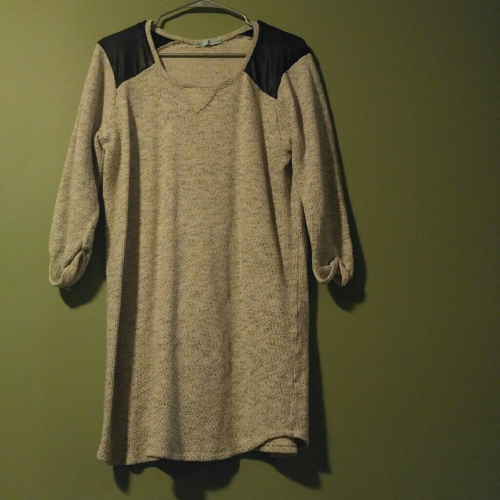 T-shirt  dress faux leather detail