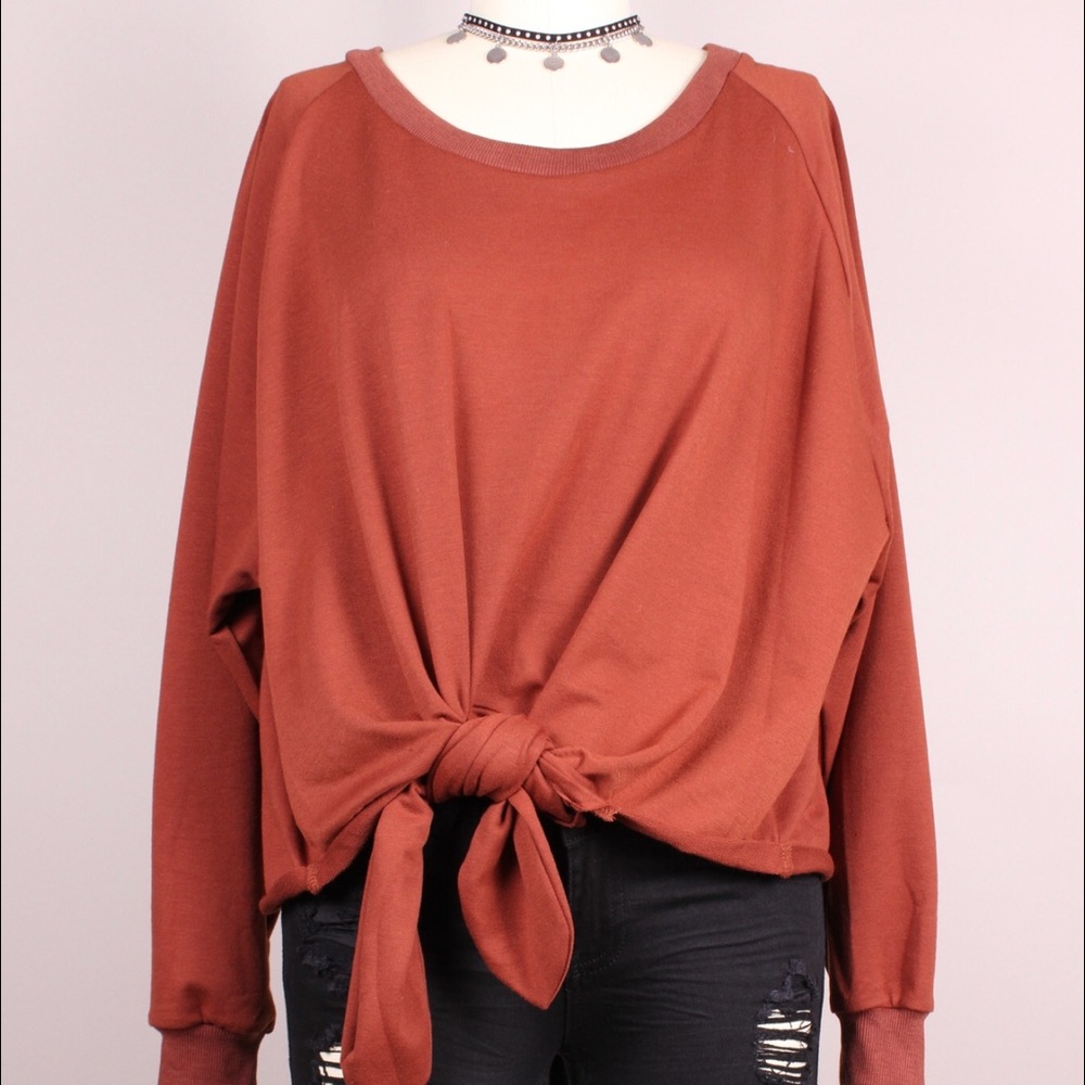 Front Tie Oversized Sweatshirt