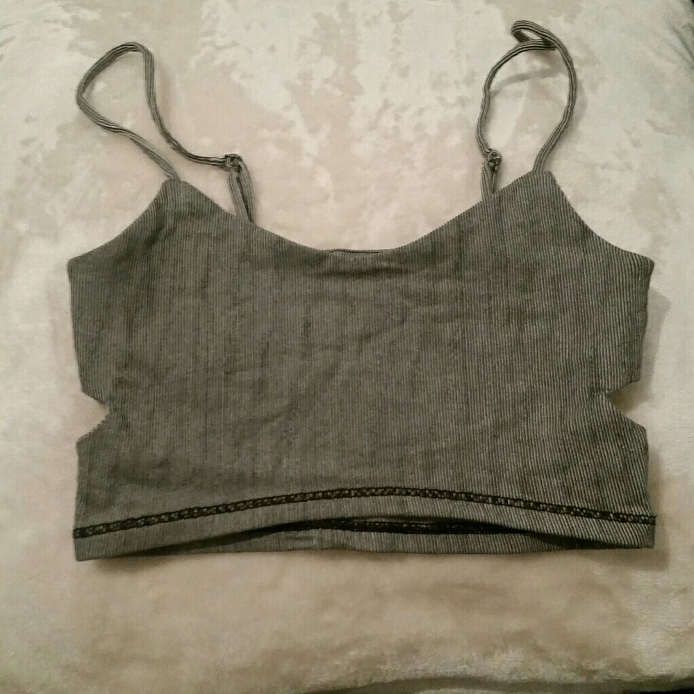 Striped cutout bralette crop top