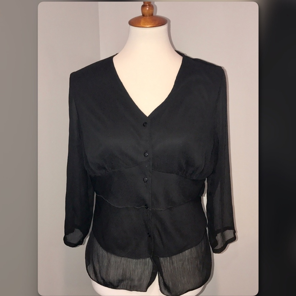 Black semi sheer blouse