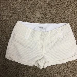 Charlotte Russe tan-white stripe seersucker shorts