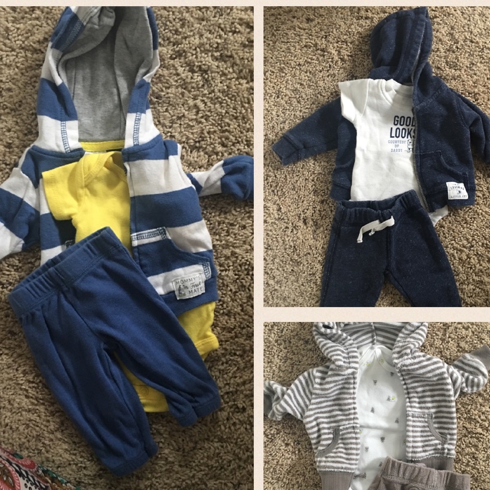 5 Jacket, Short Sleeve Onesie, Pants sets