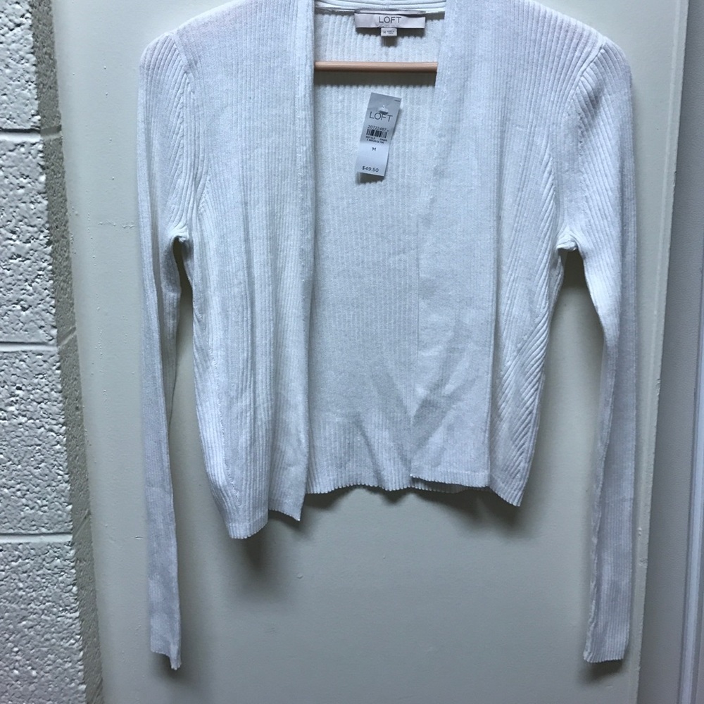 LOFT white ribbed long sleeve cardigan.