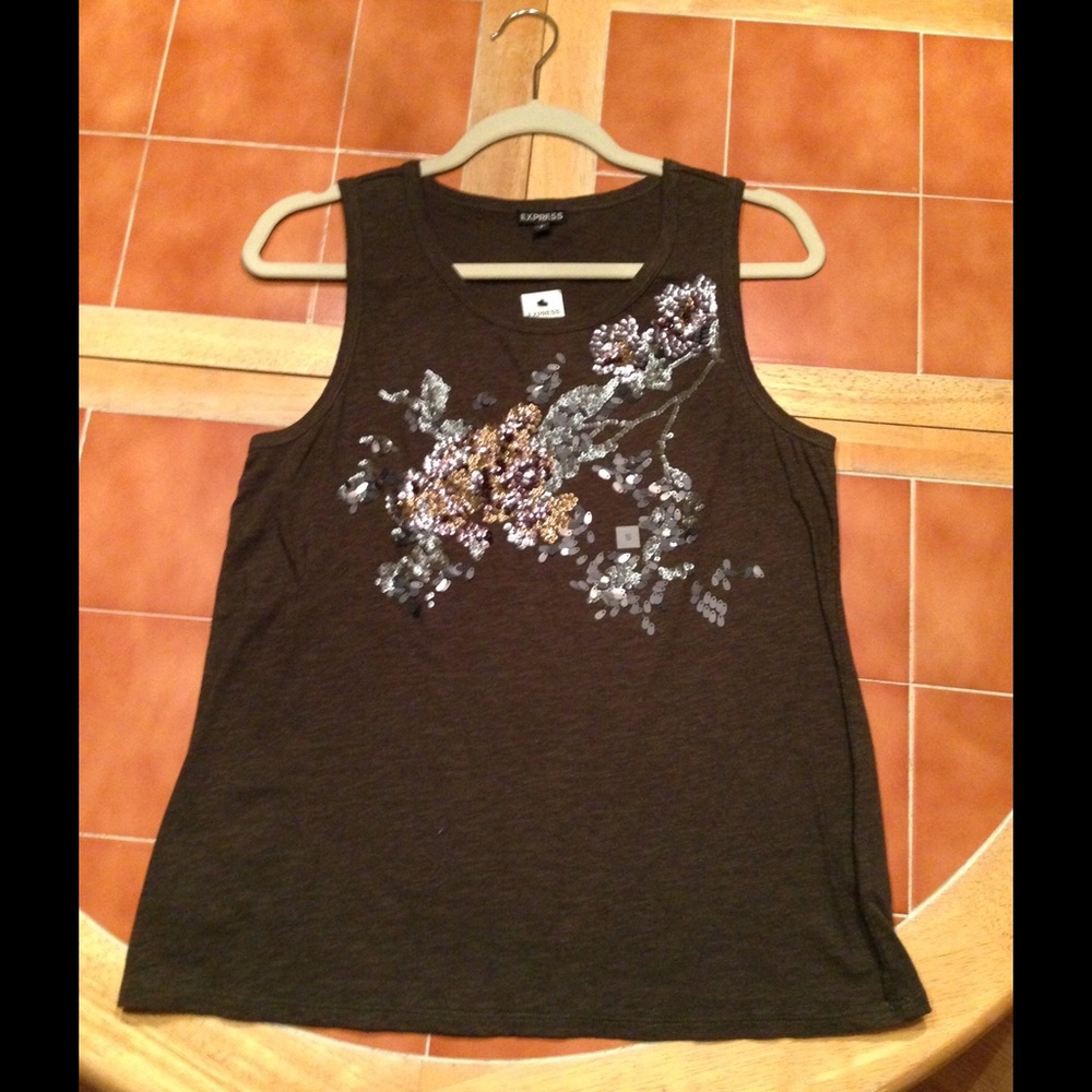 NWT Olive Express Sequined Tank