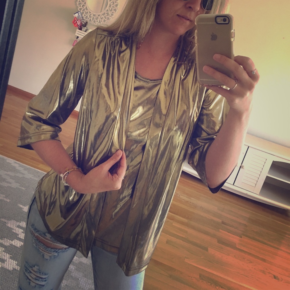 Vintage gold lamé blouse