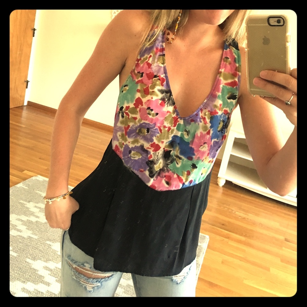Multi colored 100% silk top