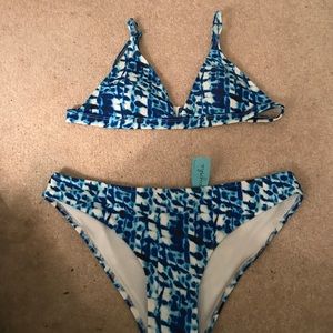 Blue tie dye triangle bikini set