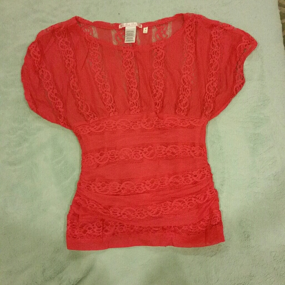 Lacy coral shirt