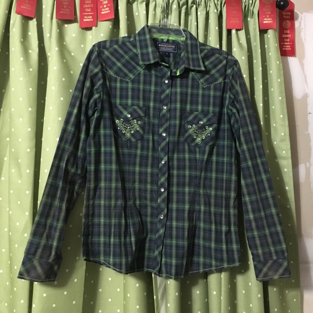 Rough stock snap up button show shirt