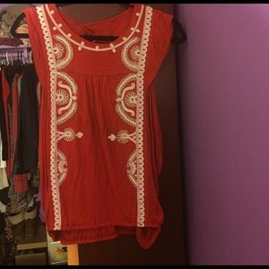 Embroidered red blouse top!