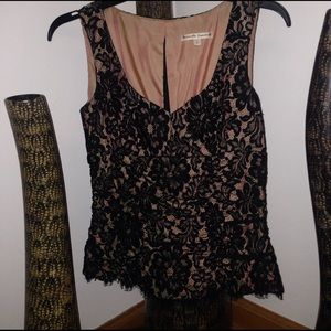 Nannette Lepore pink and black lace tank top