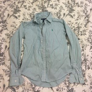 Light teal striped button down