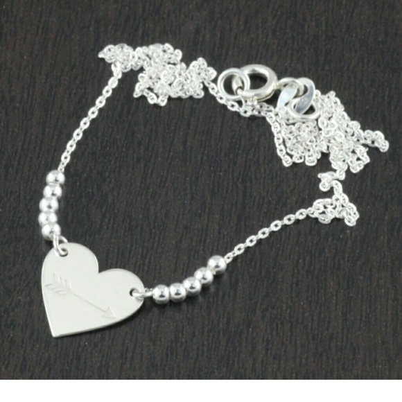 925 S SILVER HEART ARROW NECKLACE 16" - Picture 2 of 3