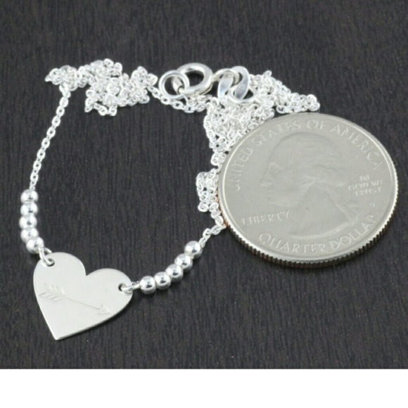 925 S SILVER HEART ARROW NECKLACE 16" - Picture 3 of 3