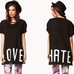 ❣️SALE❣️NWT! Forever 21 Love/Hate Shirt/Tunic