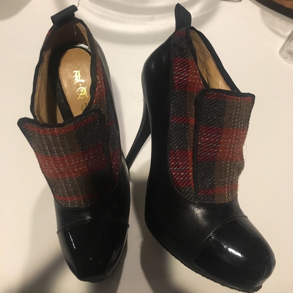 LAMB Plaid Patent leather Booties