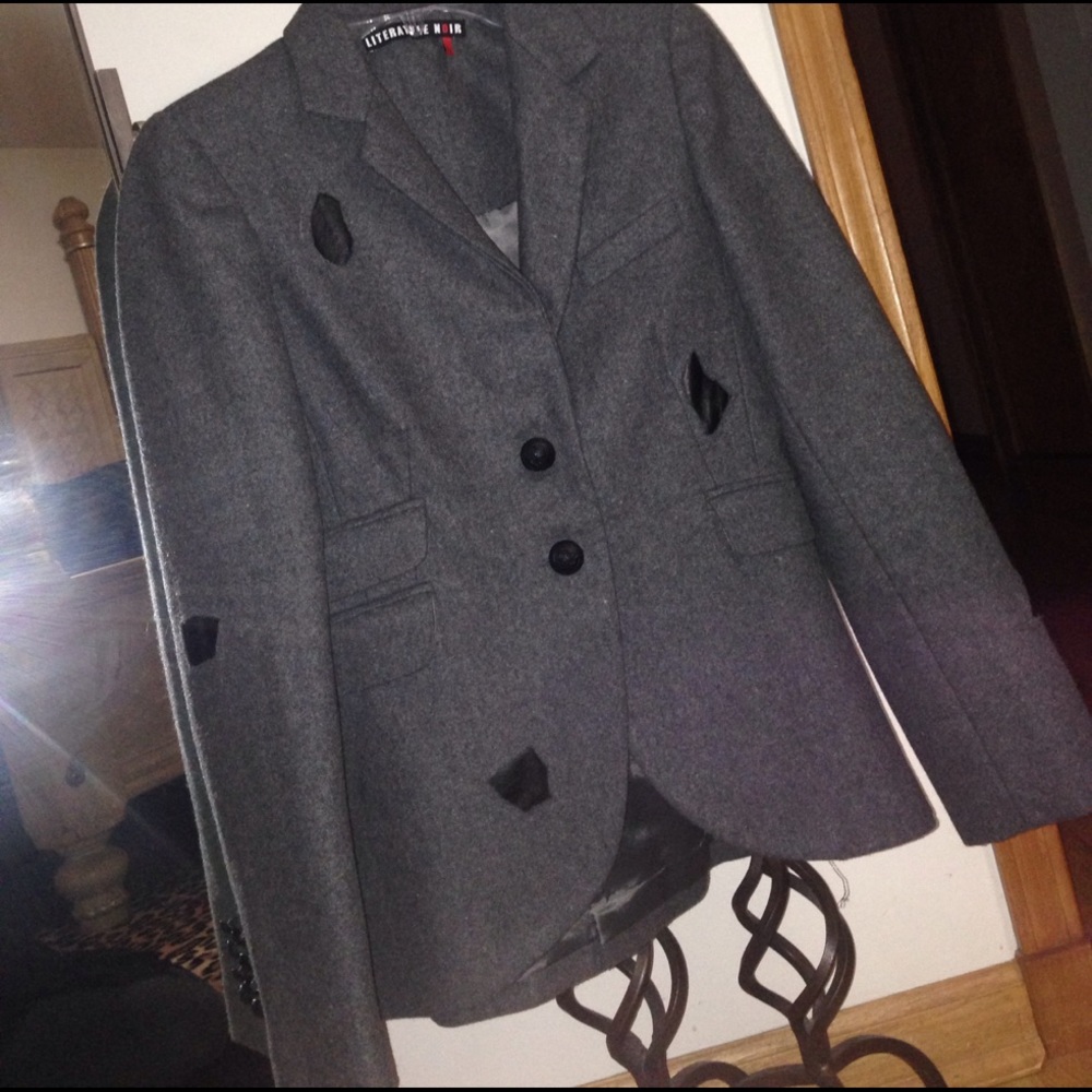Literature Noir gray wool contemporary blazer
