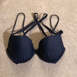 Aerie navy blue cross back bikini top