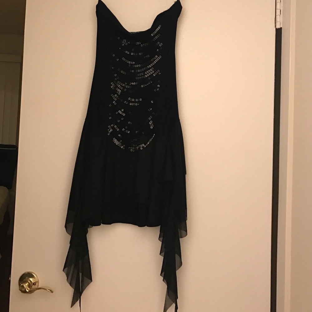Black sequin strapless dress