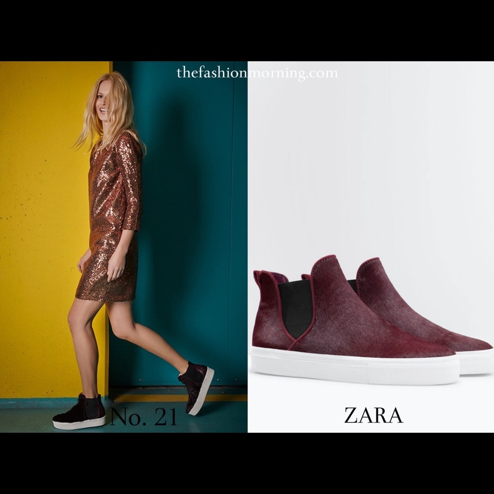 Zara fur & leather sneakers