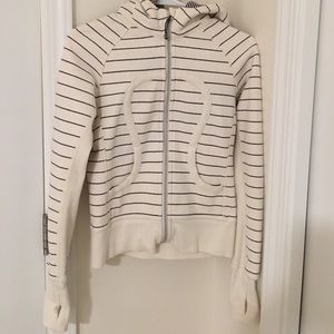 Lululemon scuba hoodie cream/grey stripes
