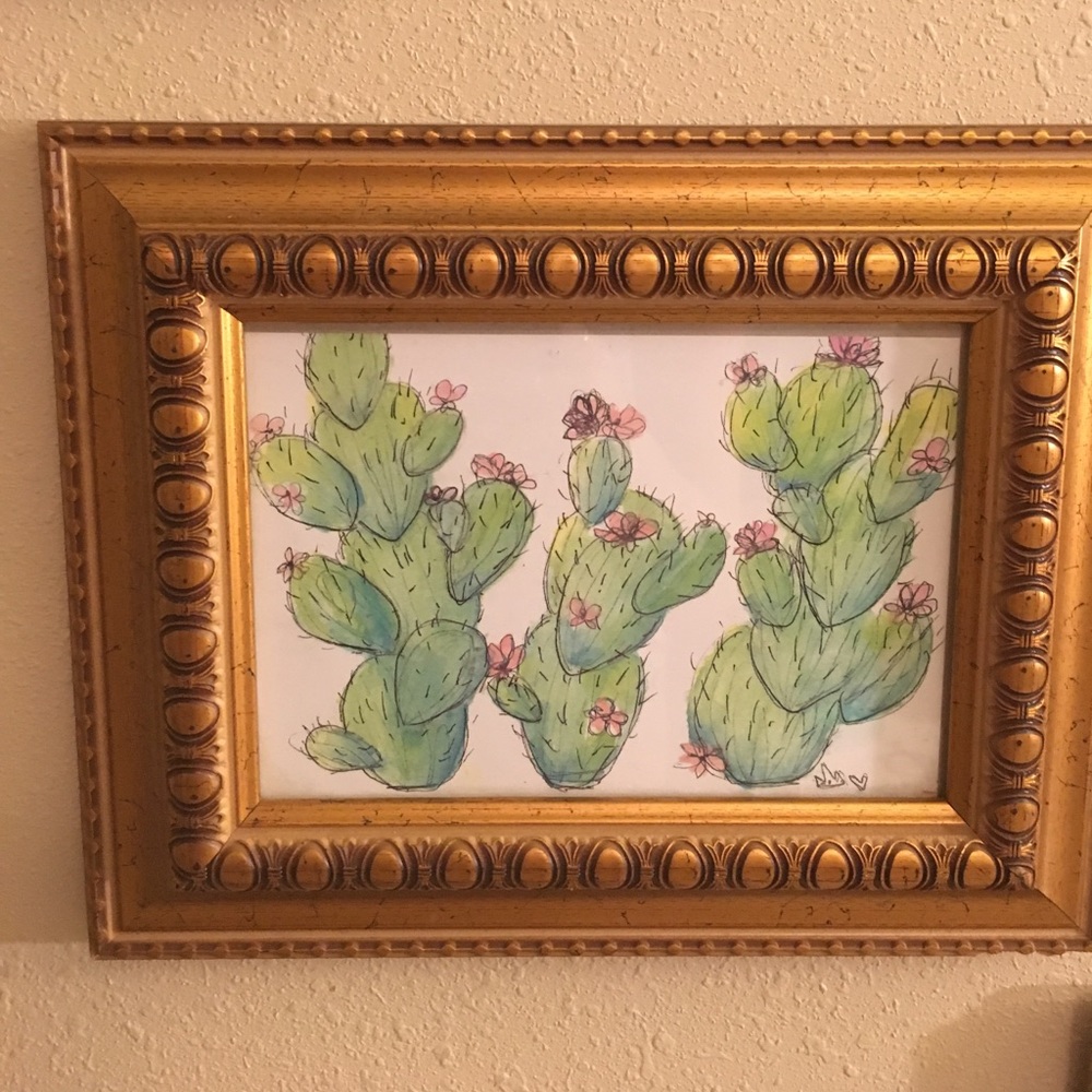 Framed Original Watercolor Print / Cactus