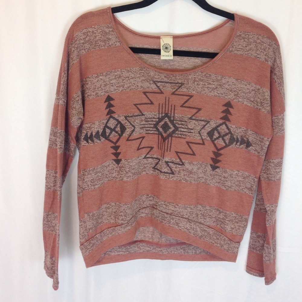 Tribal print striped top