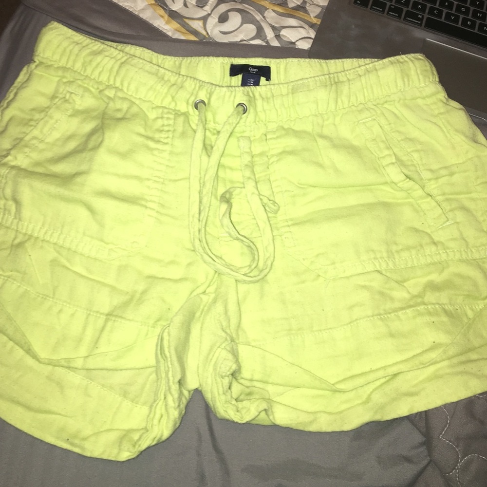 Yellow linen shorts