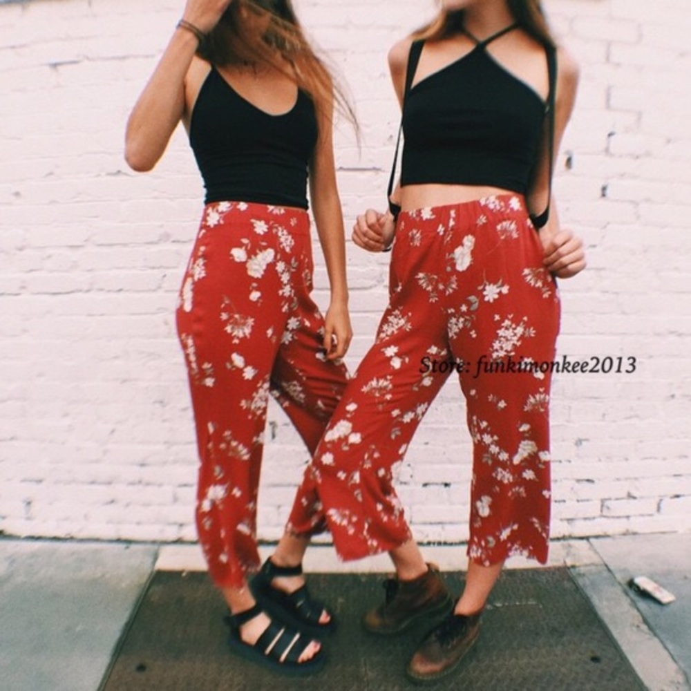 ISO BRANDY RED FLORAL PANTS