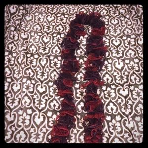 Two tone burgundy handmade scarf