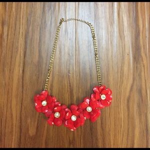 Red floral collar necklace