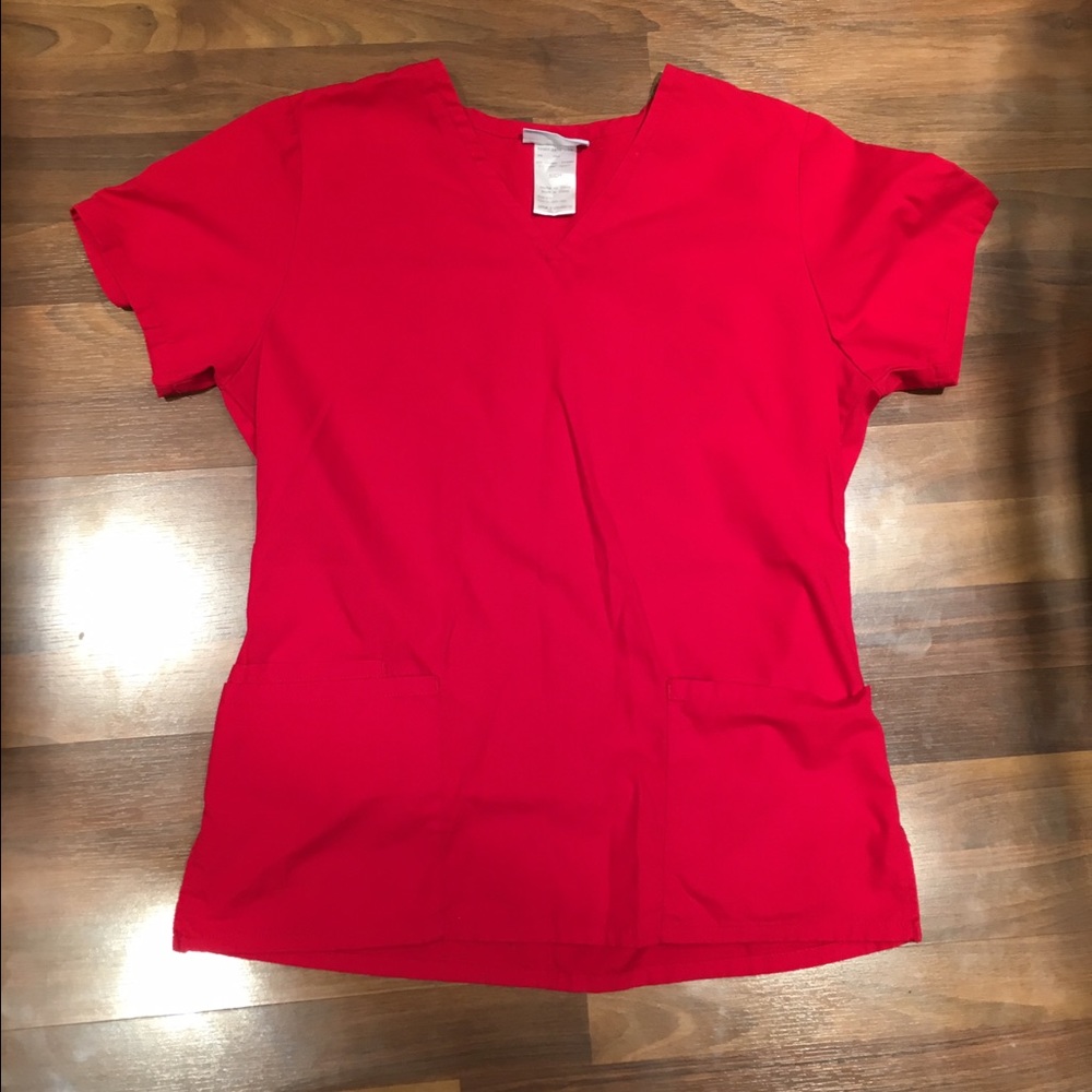 Red Scrub Top Sz Sm