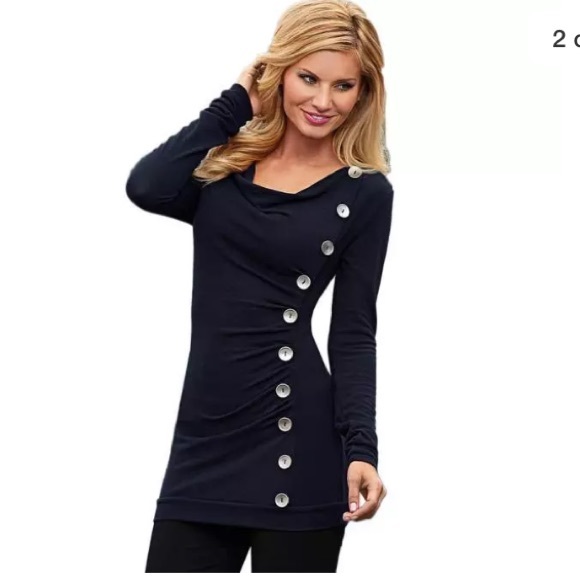 โค๏ธ HOST PICK โค๏ธ Navy Blue Tunic Top Size Medium - Picture 4 of 6