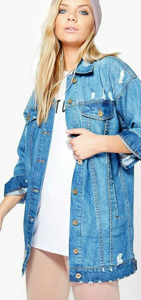 Distressed denim jacket