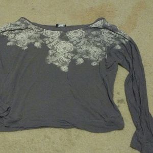 Wet seal long sleeve shirt with lace pattern